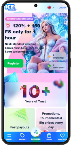 Opening the official Ice Casino site in a browser on a phone